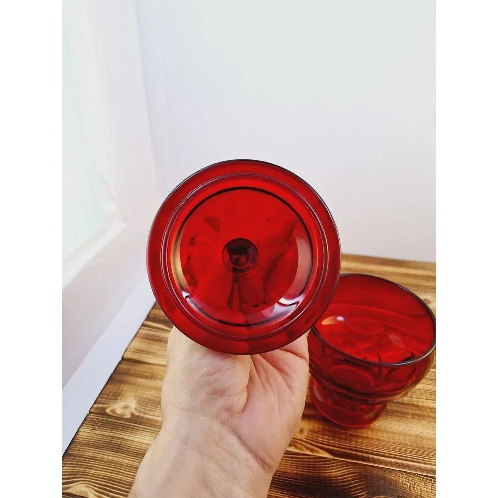 Rare Vintage Cambridge Glass Ruby Red Georgian Lidded Candy Dish Mid Century McM